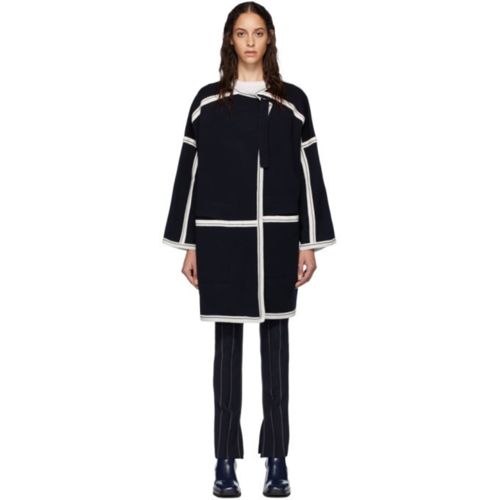 Chloe Navy Compact Wool Coat XS